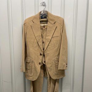 Vintage 70/80s Beige Corduroy Suit with Zipper Accent
